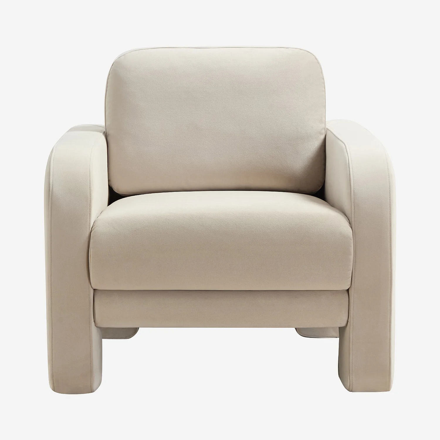 Fauteuil en velours - Crème - 1