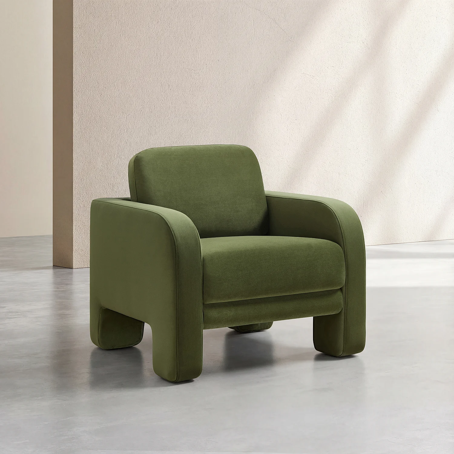 Fluwelen fauteuil - Kakigroen - 4