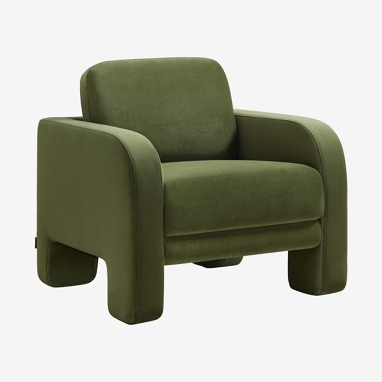Fauteuil en velours - Vert kaki - 3