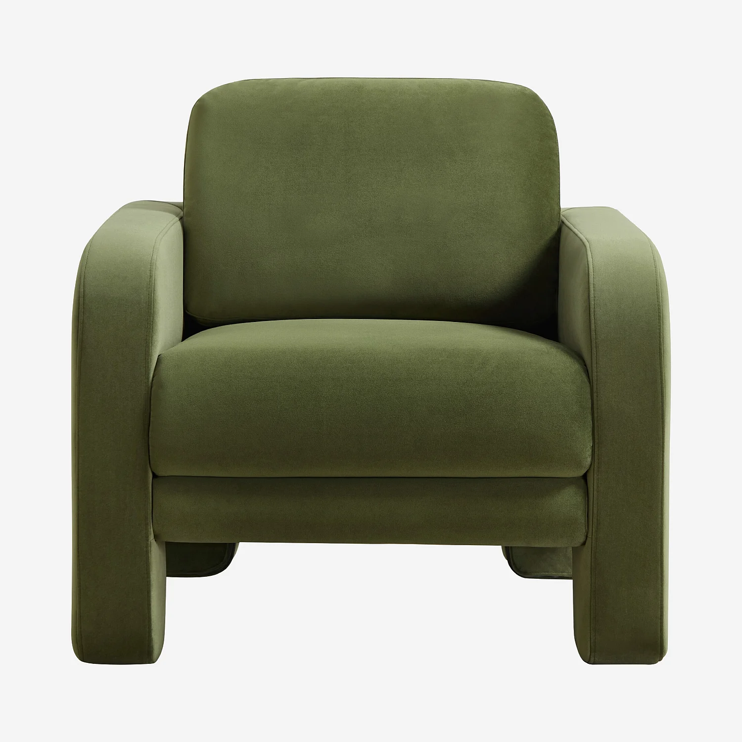 Fauteuil en velours - Vert kaki - 1