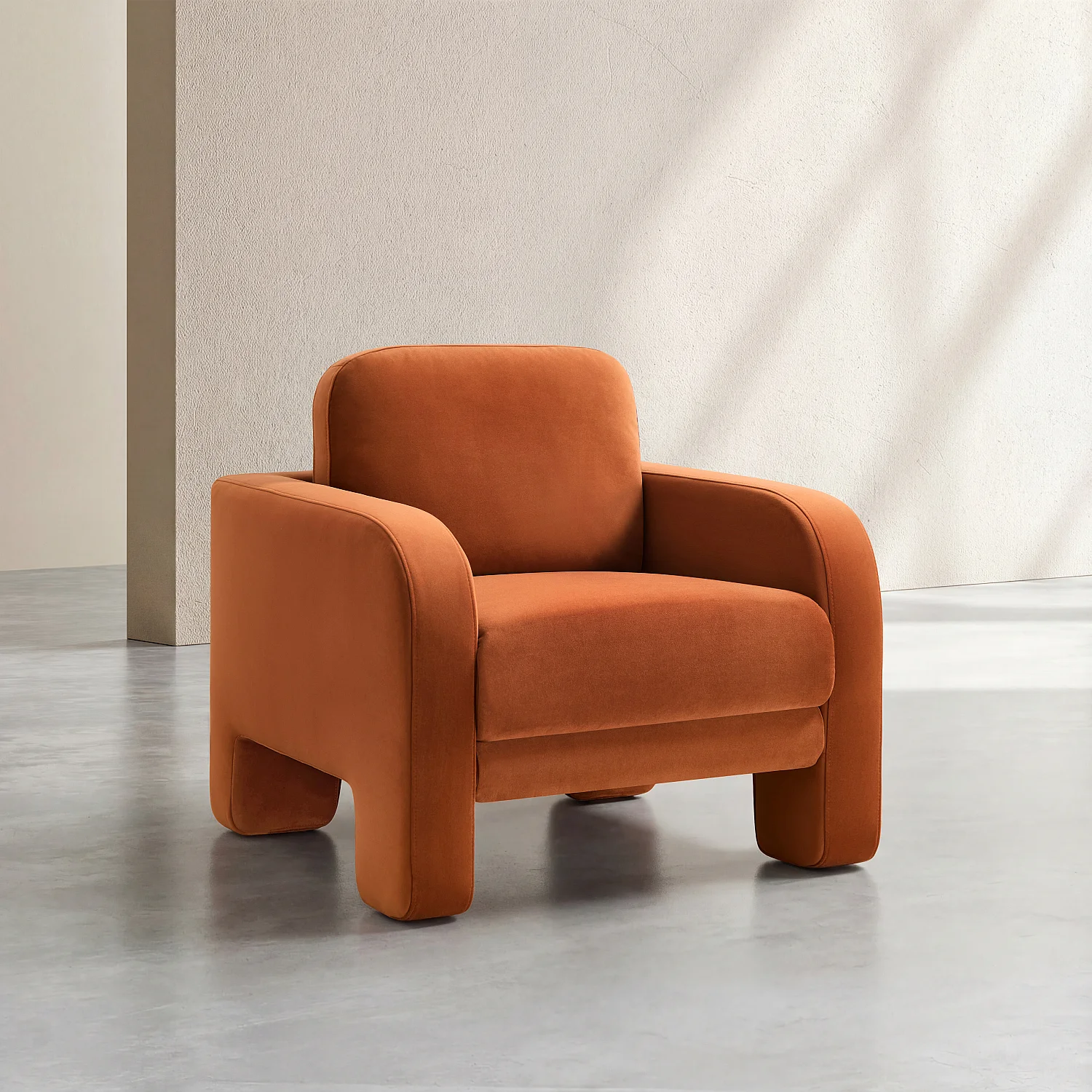 Fluwelen fauteuil - Terracotta - 3