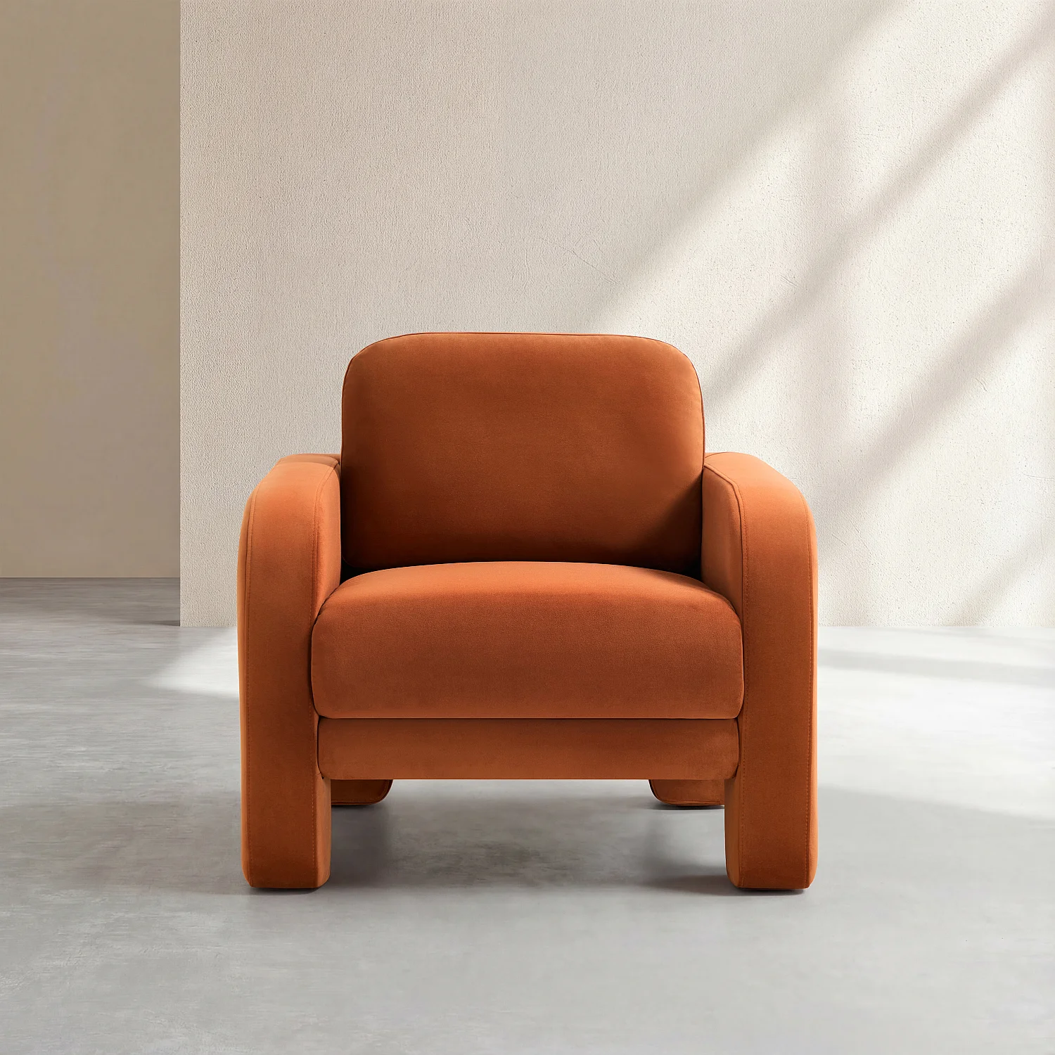 Fluwelen fauteuil - Terracotta - 1