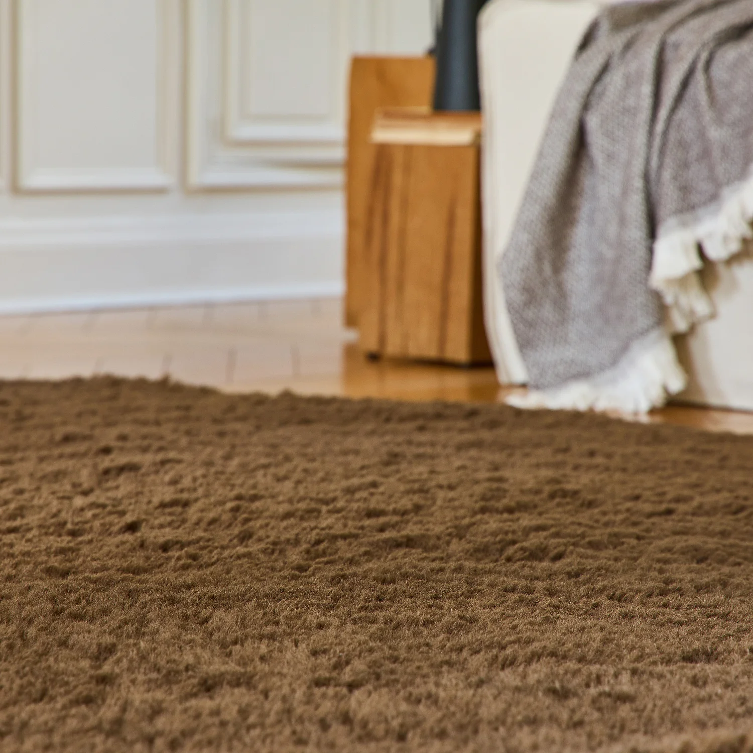 Tapis finition fourrure - 160 x 230 cm - Brun - 4