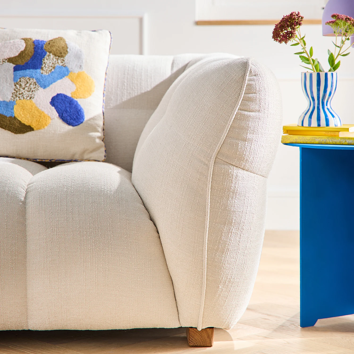 Sofá 3 plazas en tejido bouclé corto Mira - Marfil - 3