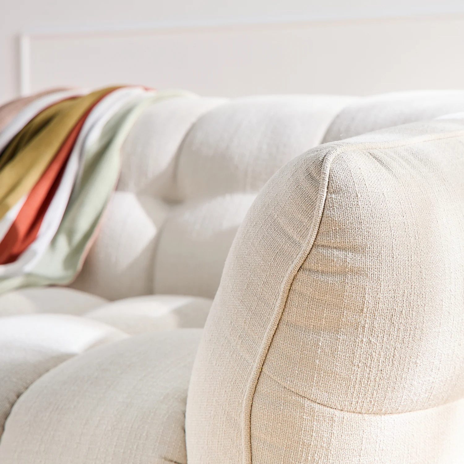 Sofá 4 plazas en tejido bouclé corto Mira - Marfil - 3