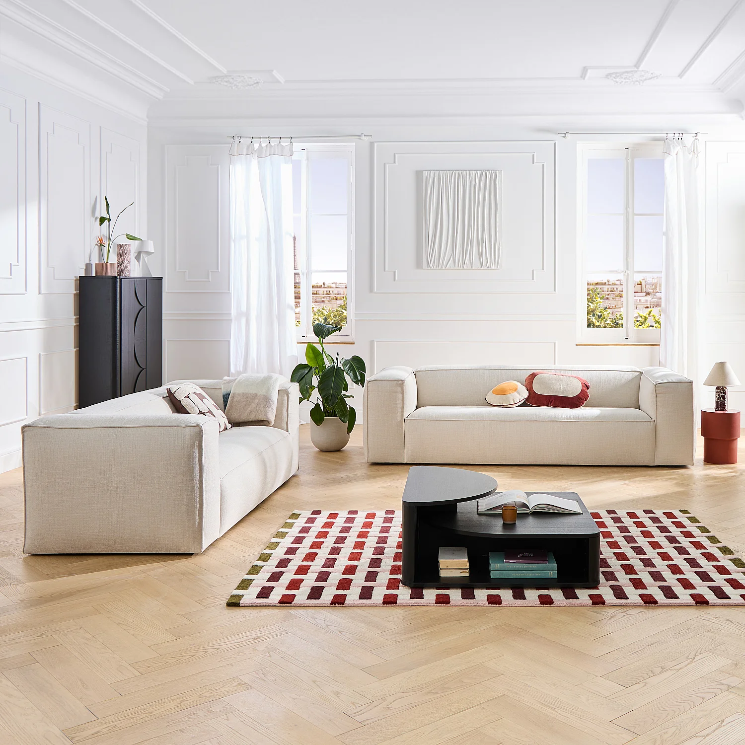 4-zitsbank van korte bouclé stof Mira - Ivoor - 7