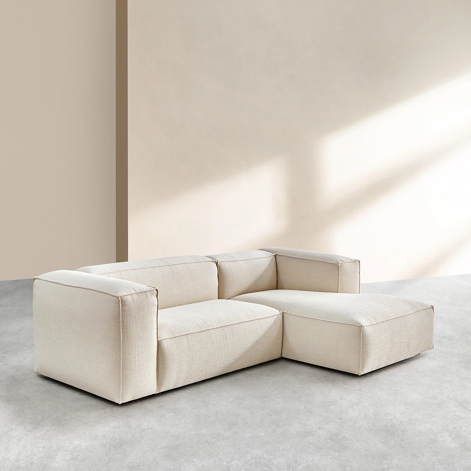 Divano angolare destro in tessuto bouclé corto Mira - Avorio - 6