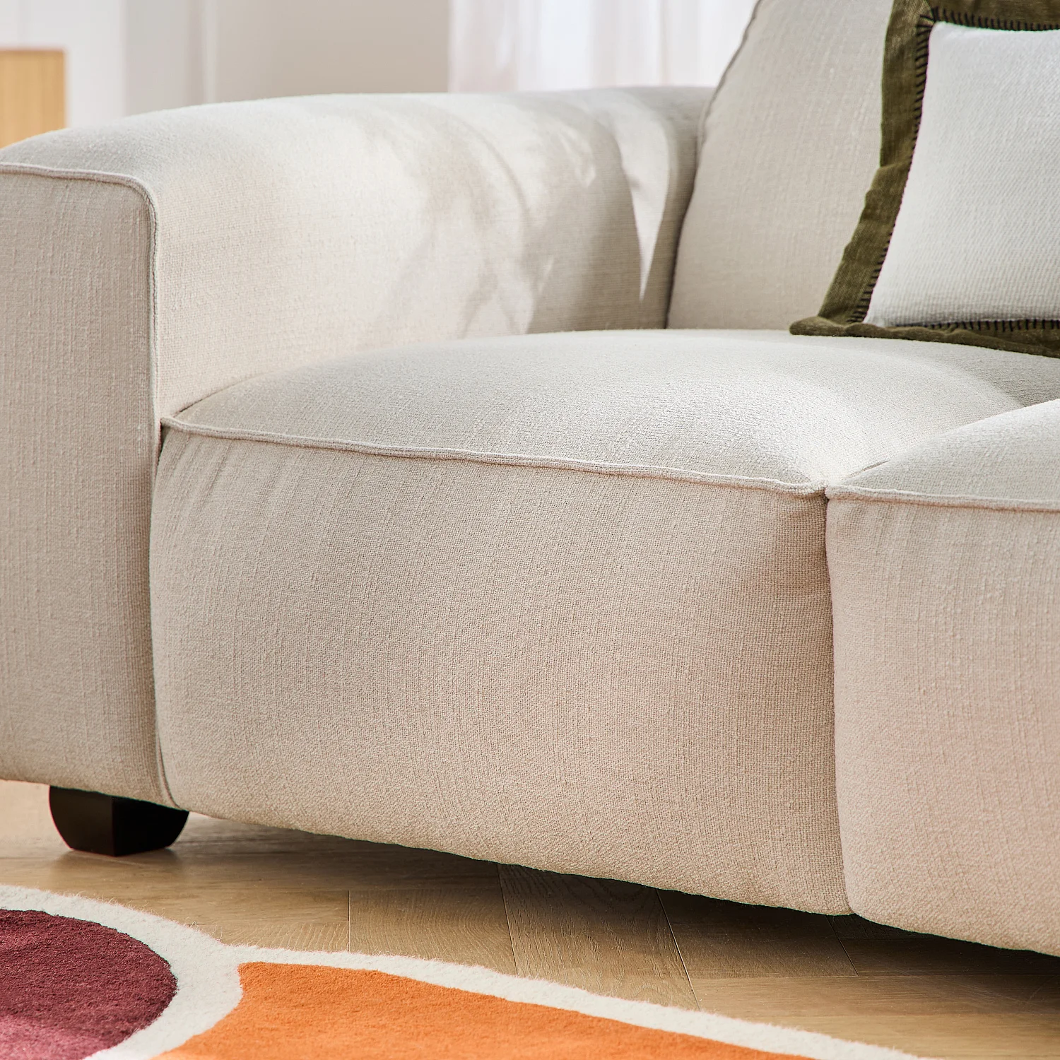 Canapé 2 places en tissu bouclette courte Mira - Ivoire - 3