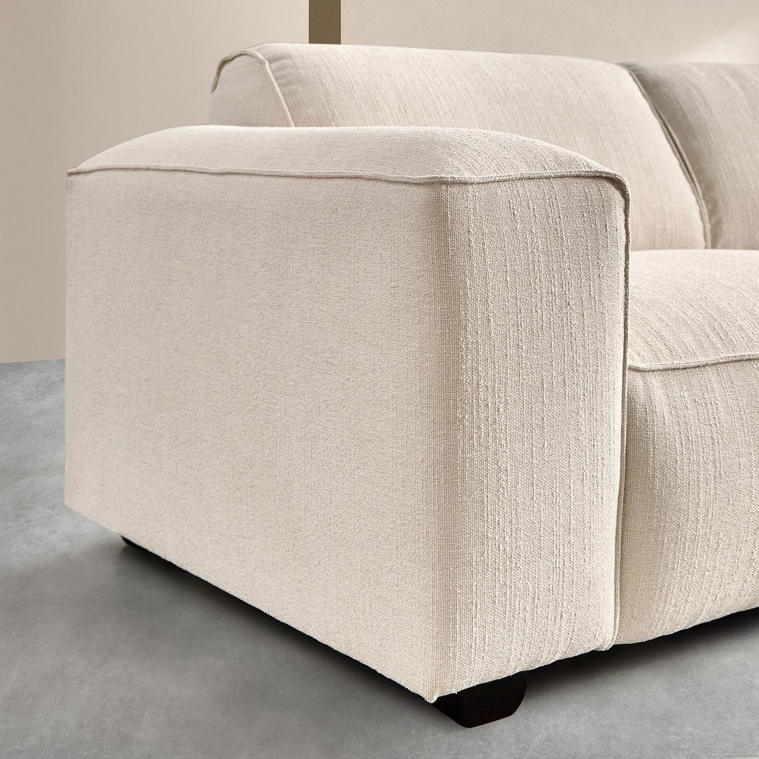 Divano 3 posti in tessuto bouclé corto Mira - Avorio - 4