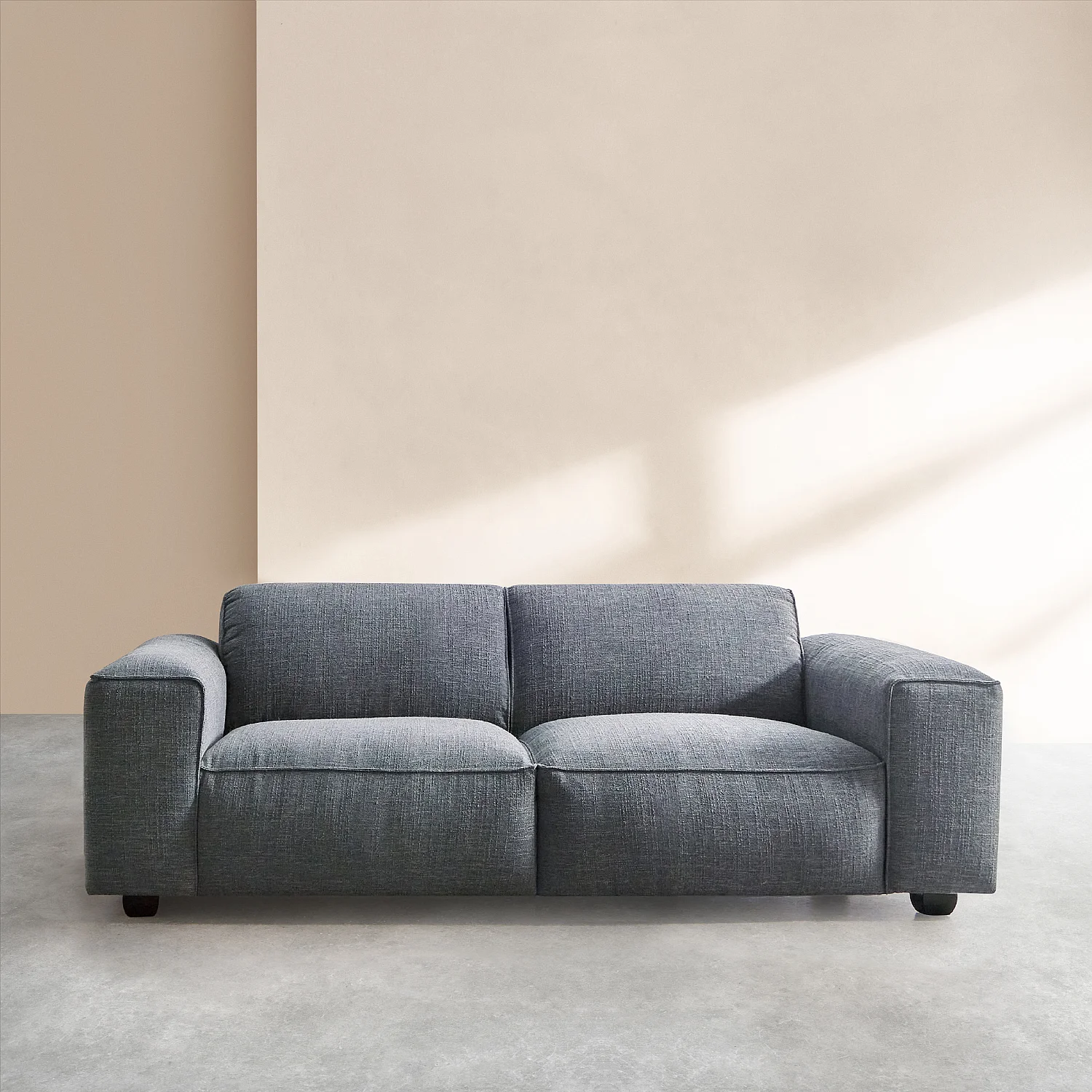 Canapé 3 places en tissu bouclette courte Mira - Bleu denim - 2