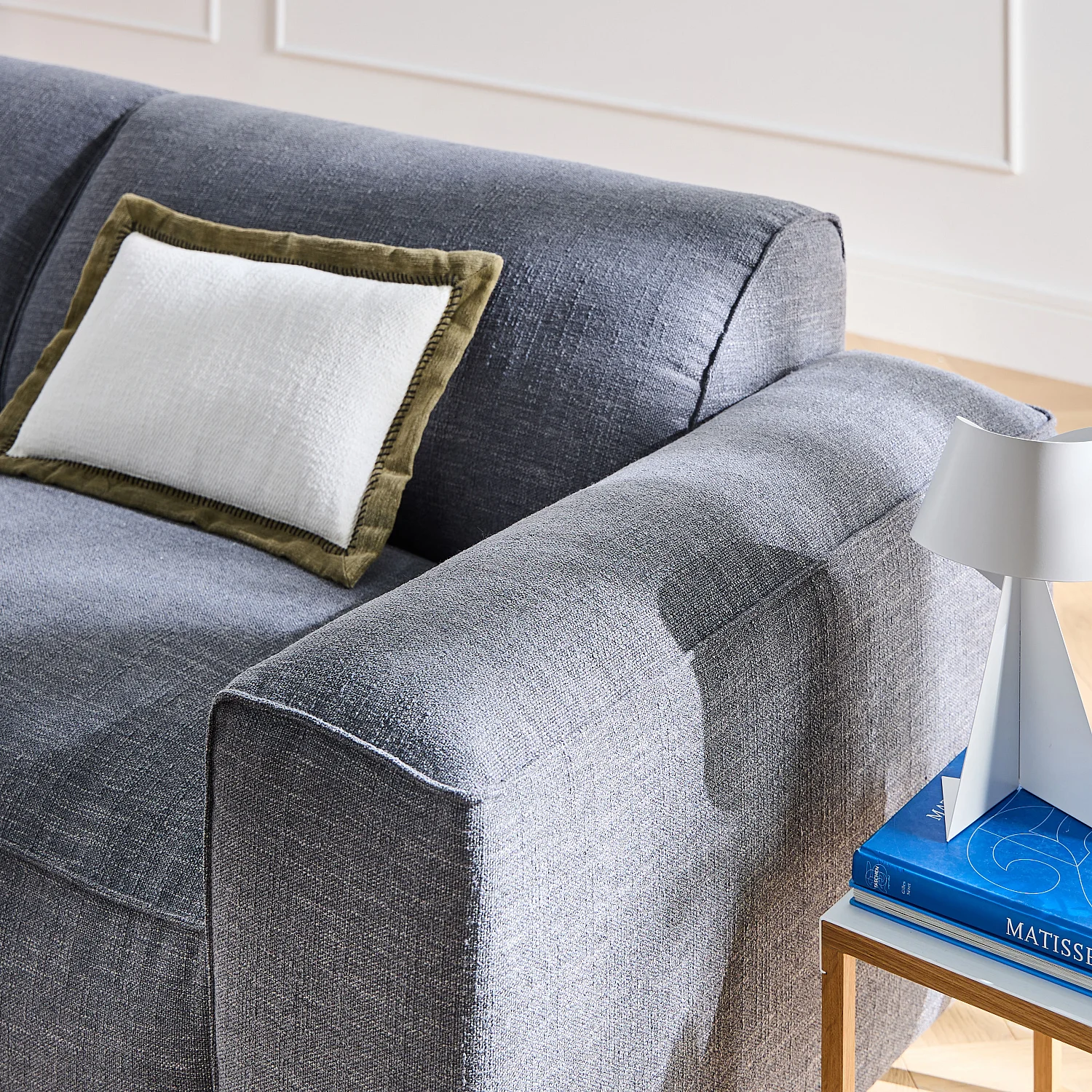Divano 4 posti in tessuto bouclé corto Mira - Blu denim - 3