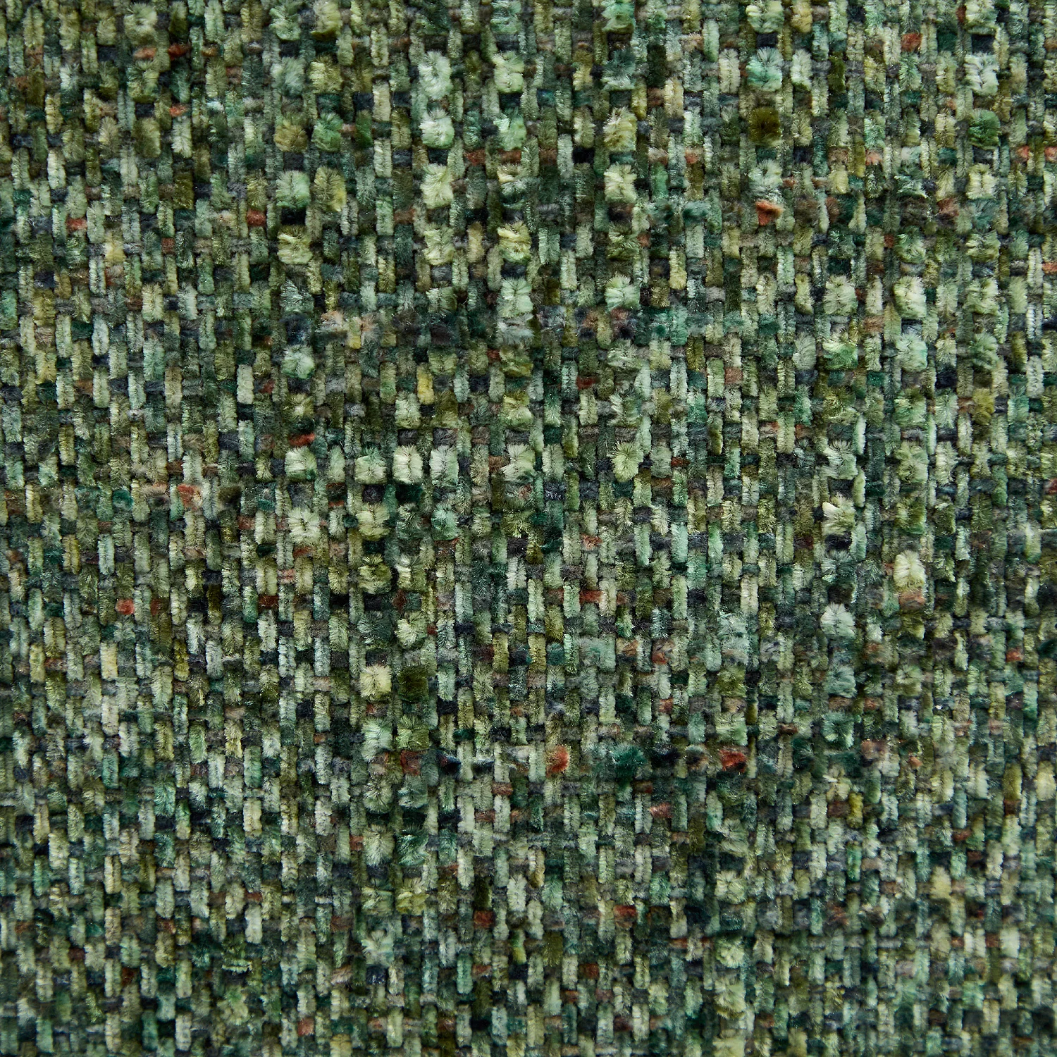 Snurrfåtölj i chenilletyg och förkromad metall - Melerad grön - 4