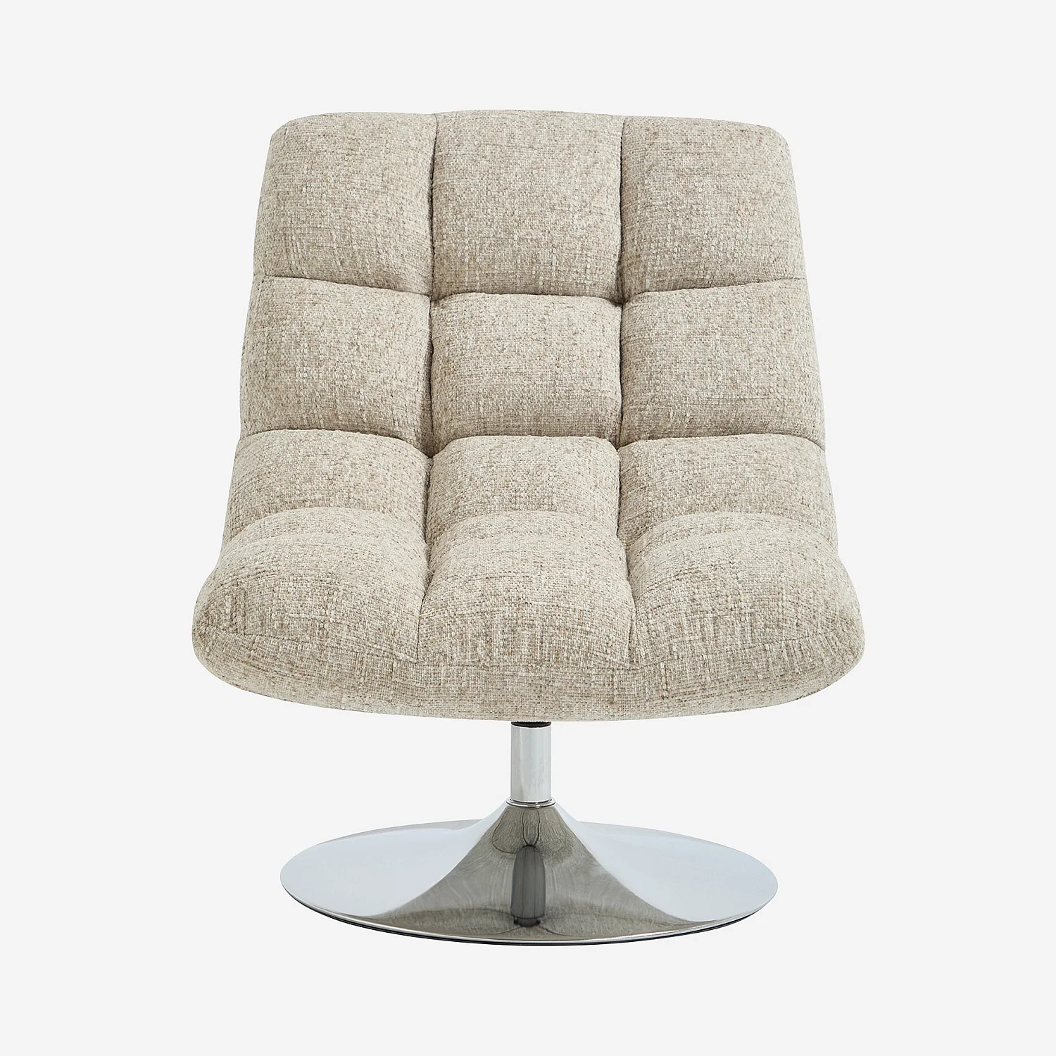 Drehsessel aus Chenille-Stoff und verchromtem Metall - Beige meliert - 3