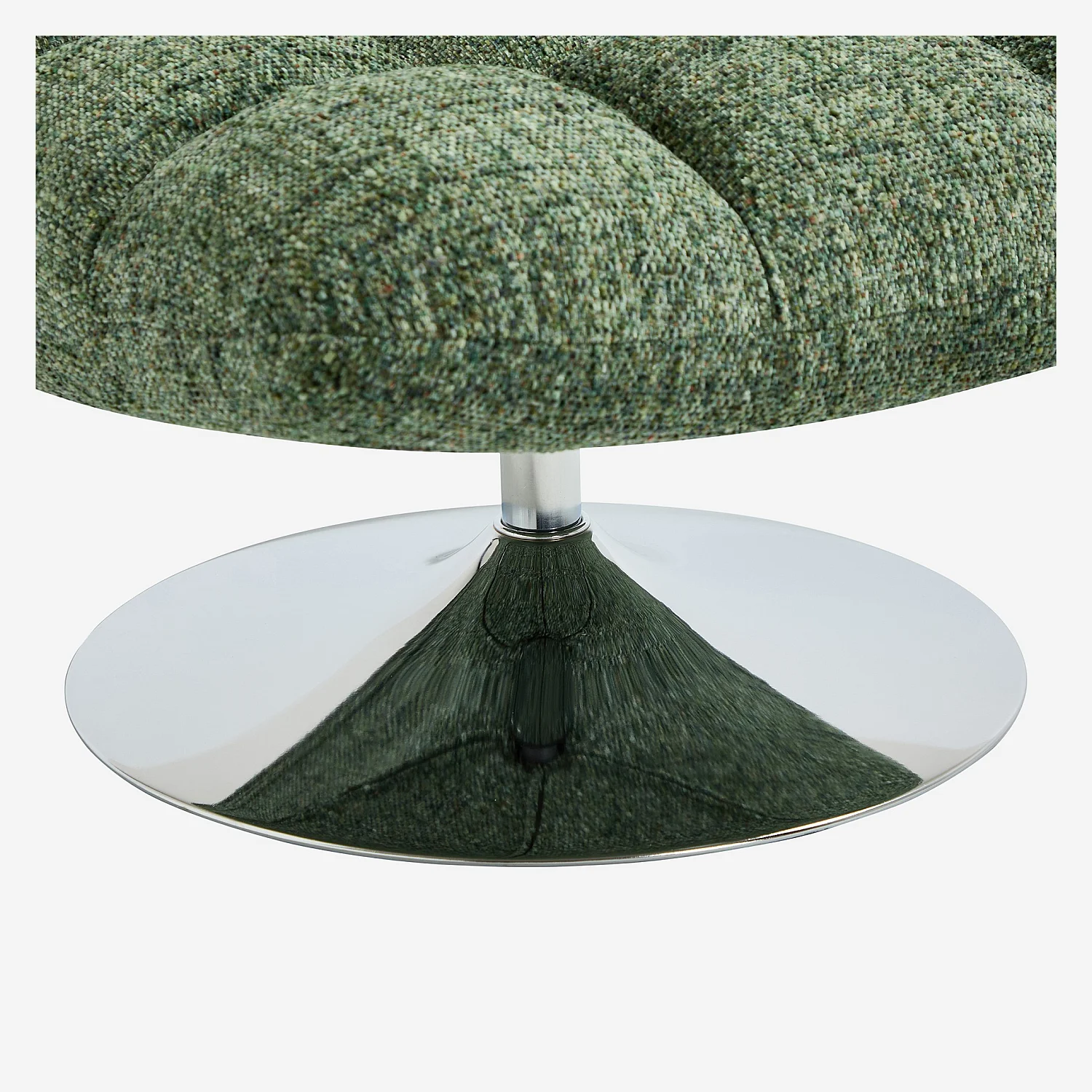 Snurrfåtölj i chenilletyg och förkromad metall - Melerad grön - 2