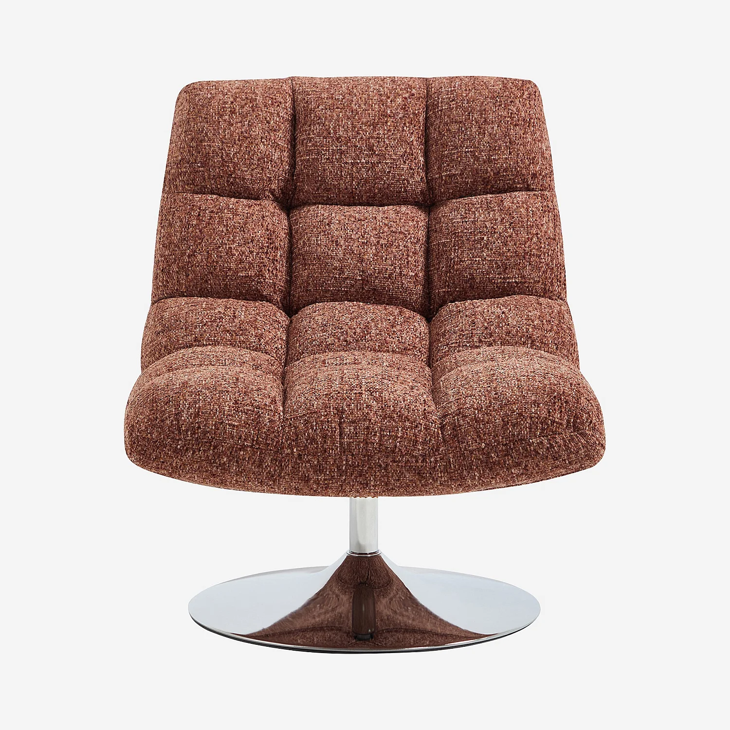 Drehsessel aus Chenille-Stoff und verchromtem Metall - Terrakotta meliert - 3