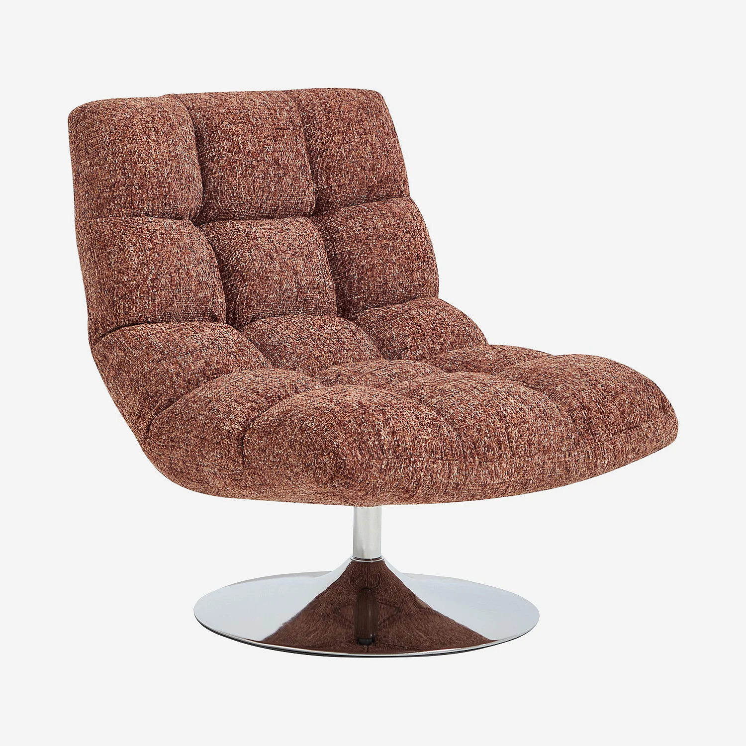 Drehsessel aus Chenille-Stoff und verchromtem Metall - Terrakotta meliert - 1