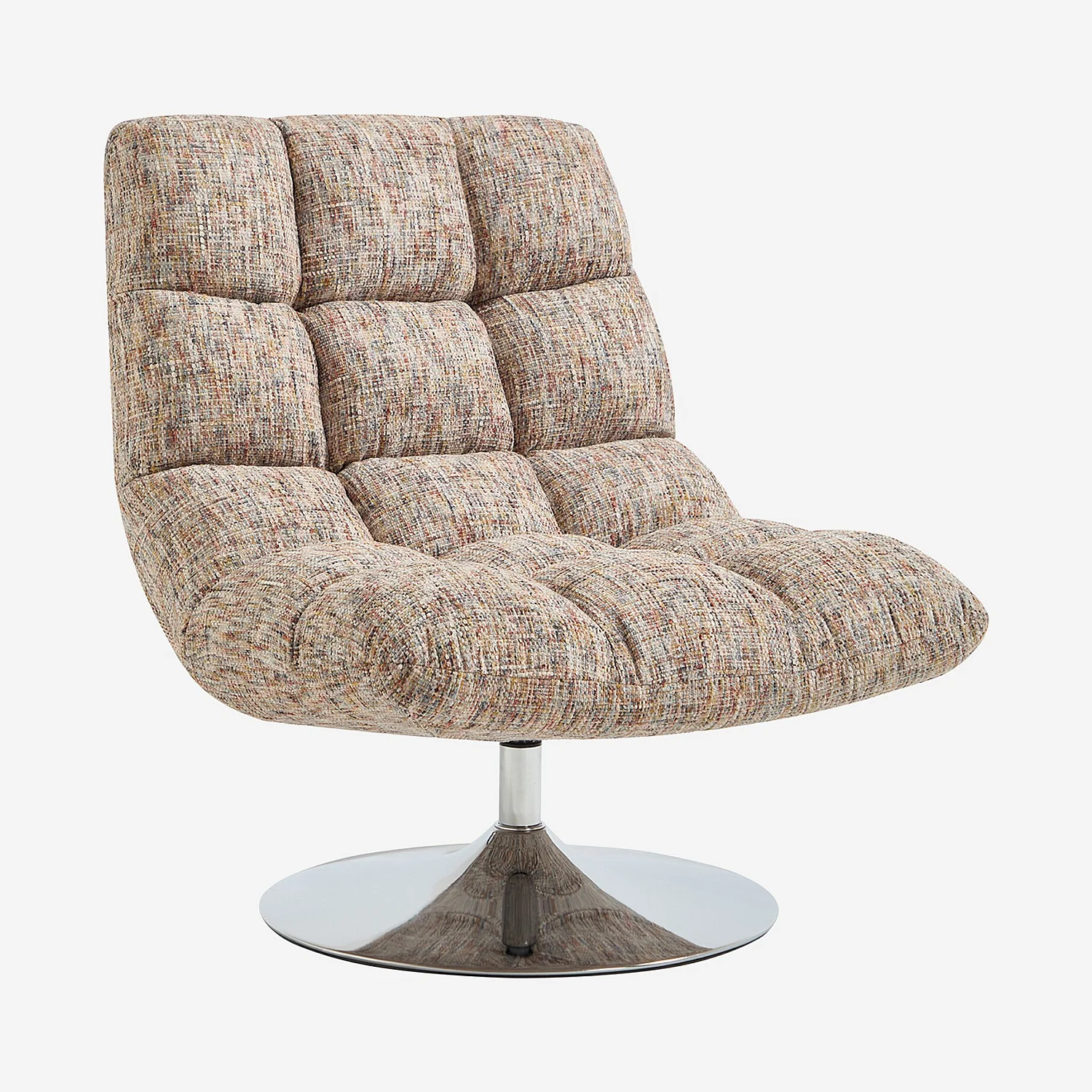 Drehsessel aus Chenille-Stoff und verchromtem Metall - Terrazzo - 1