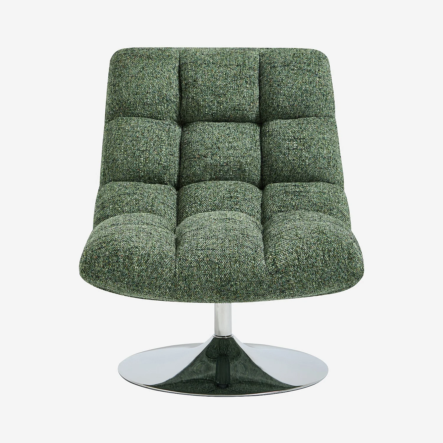 Drehsessel aus Chenille-Stoff und verchromtem Metall - Grün meliert - 3