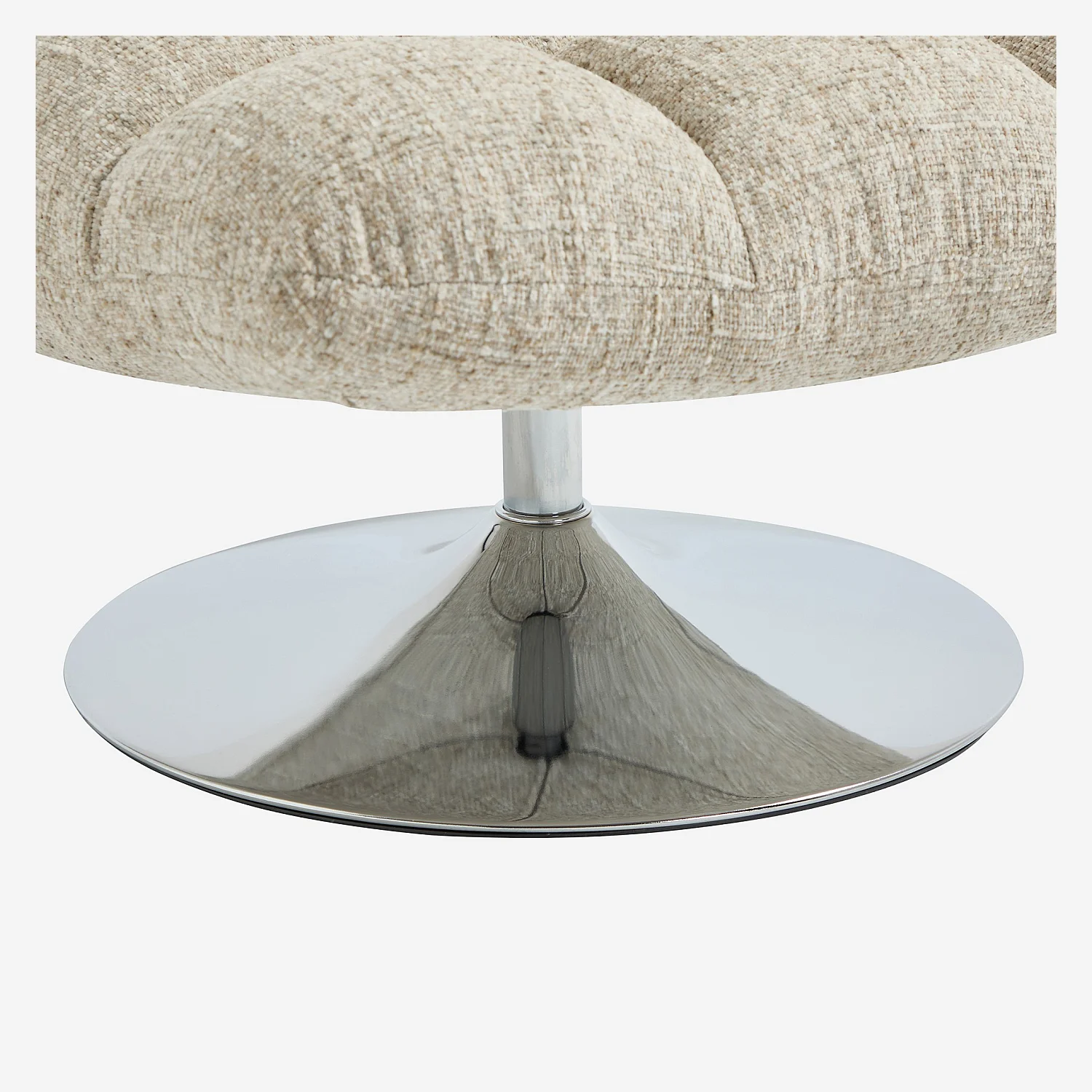 Fauteuil pivotant en tissu chenille et métal chromé - Beige mélangé - 2
