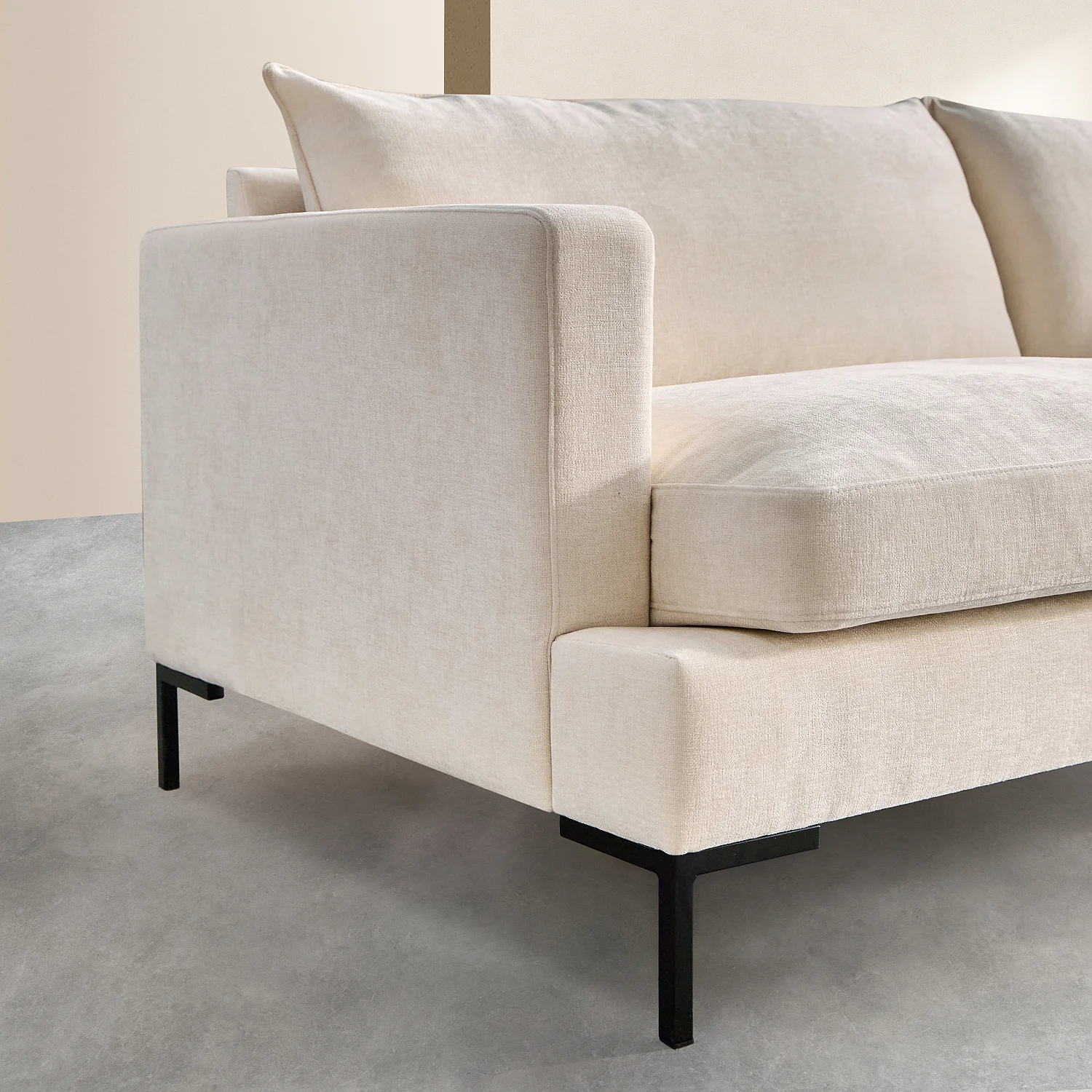 Canapé 3 places en tissu Kumal garni de plumes - Écru - 4