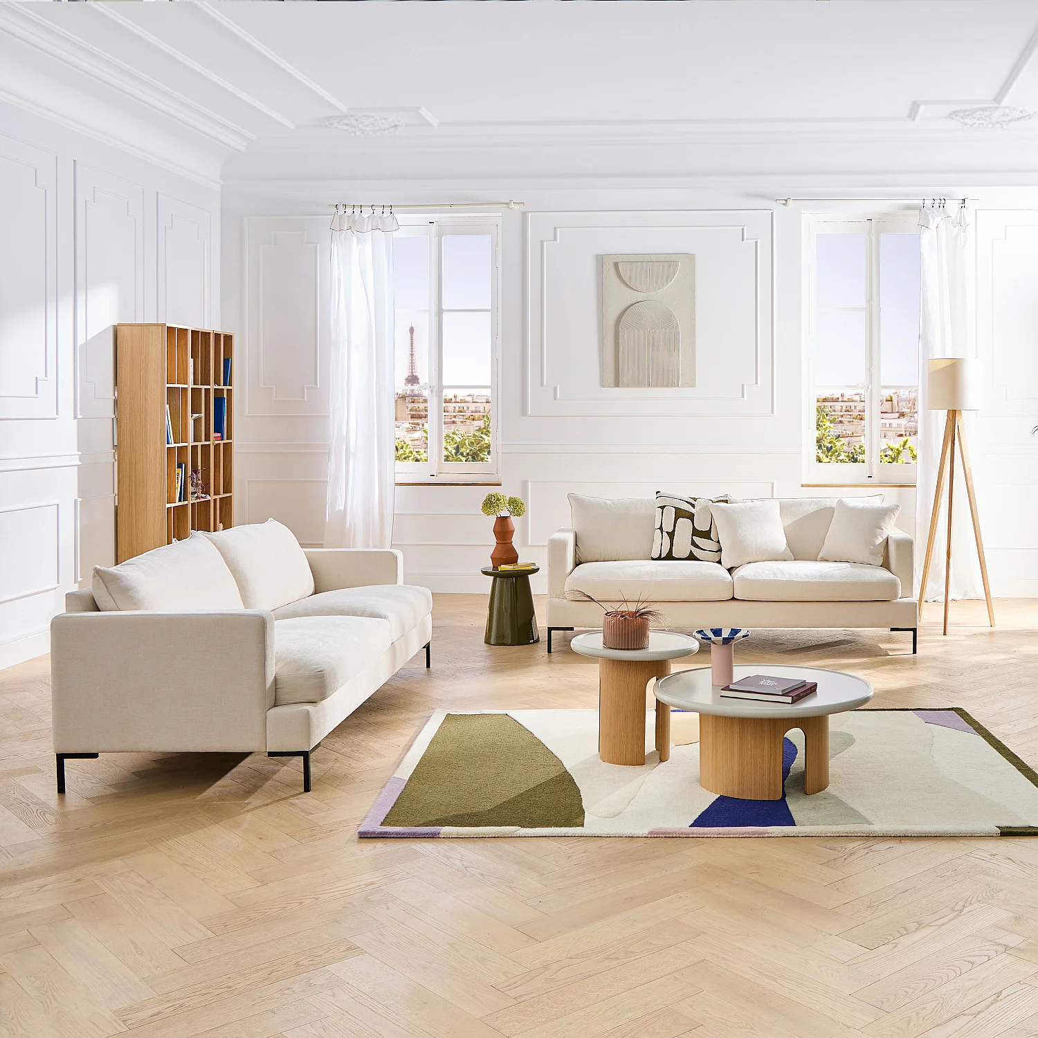 Canapé 3 places en tissu Kumal garni de plumes - Écru - 7