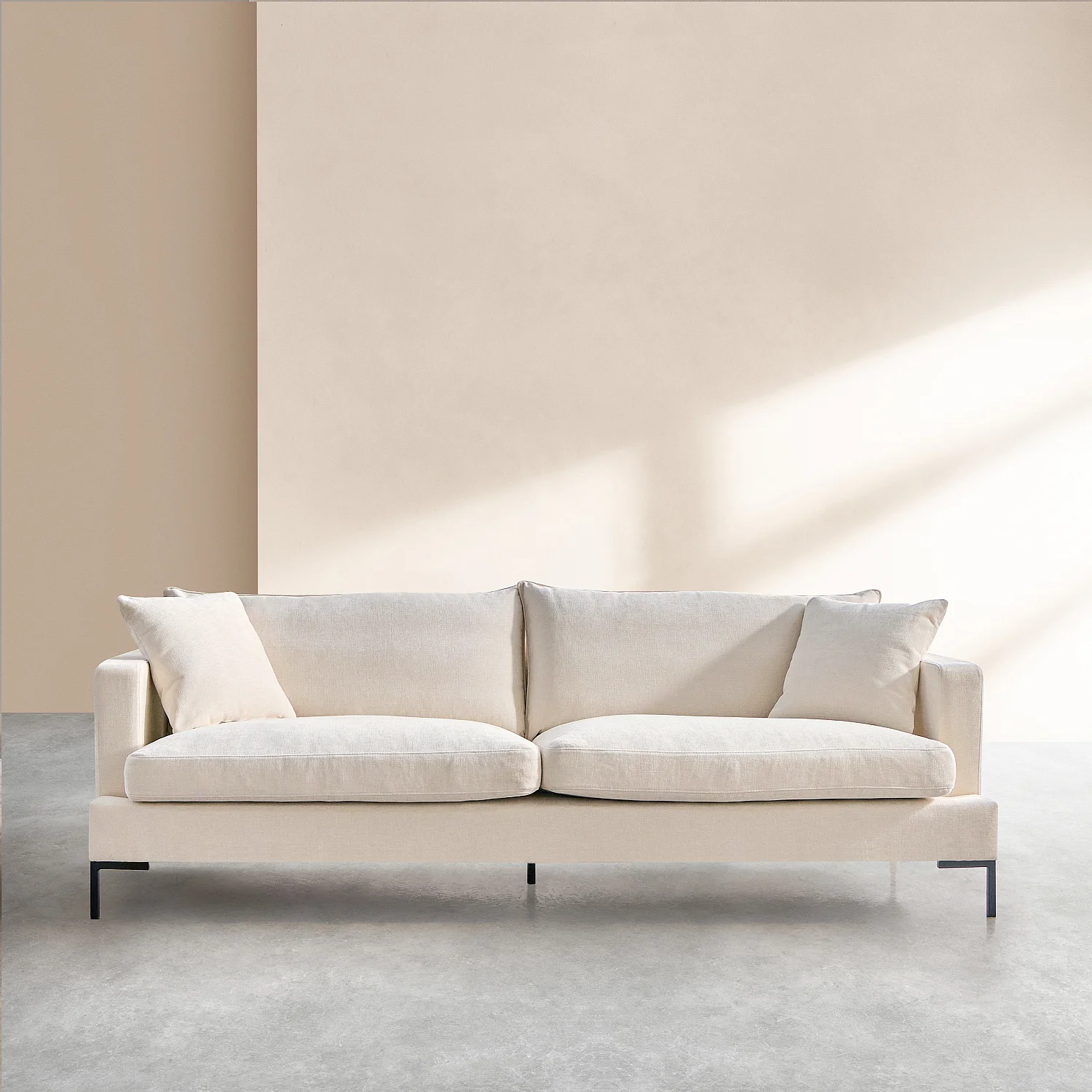 Divano 4 posti in tessuto Kumal imbottito di piume - Ecrù - 2