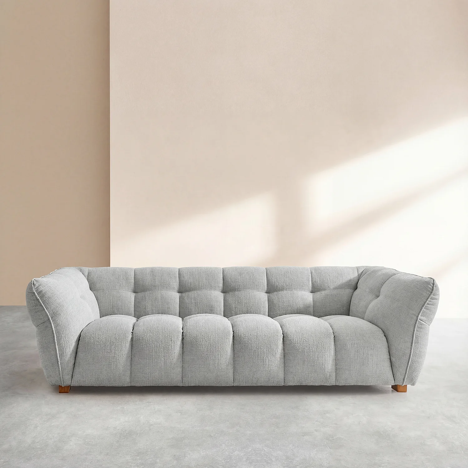 Sofa 3-Sitzer aus kurzem Bouclé-Stoff Mira - Perlgrau - 1