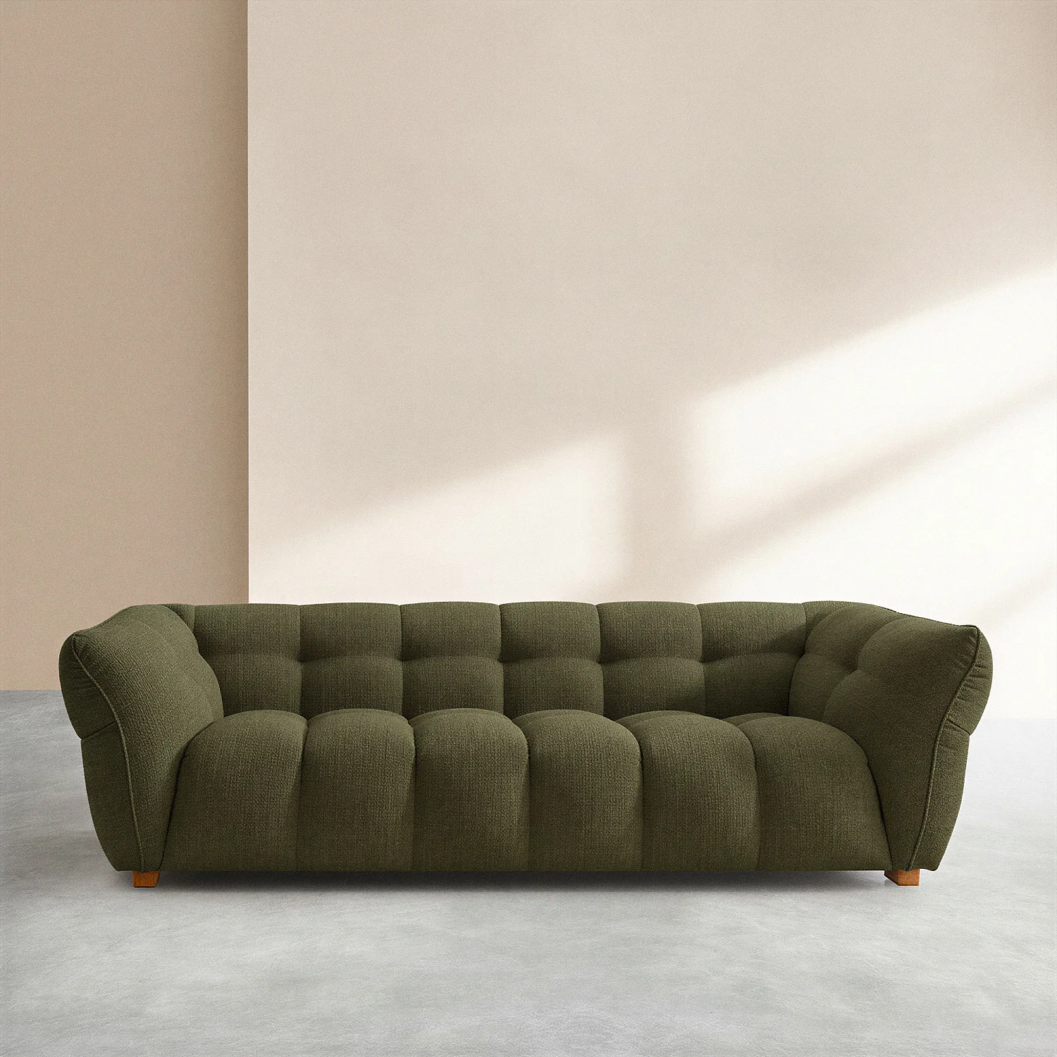 Sofa 3-Sitzer aus kurzem Bouclé-Stoff Mira - Tannengrün - 1