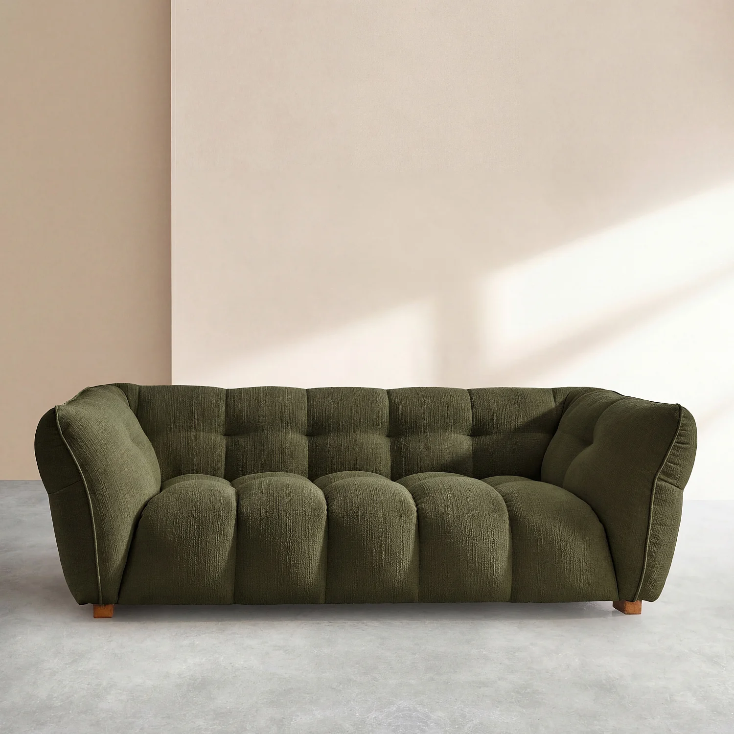 3-sitssoffa i kort ögletyg Mira - Grangrön - 1