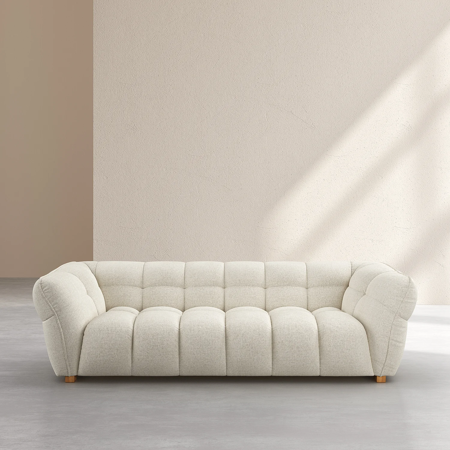 Canapé 3 places en tissu chenille Nino - Crème - 1