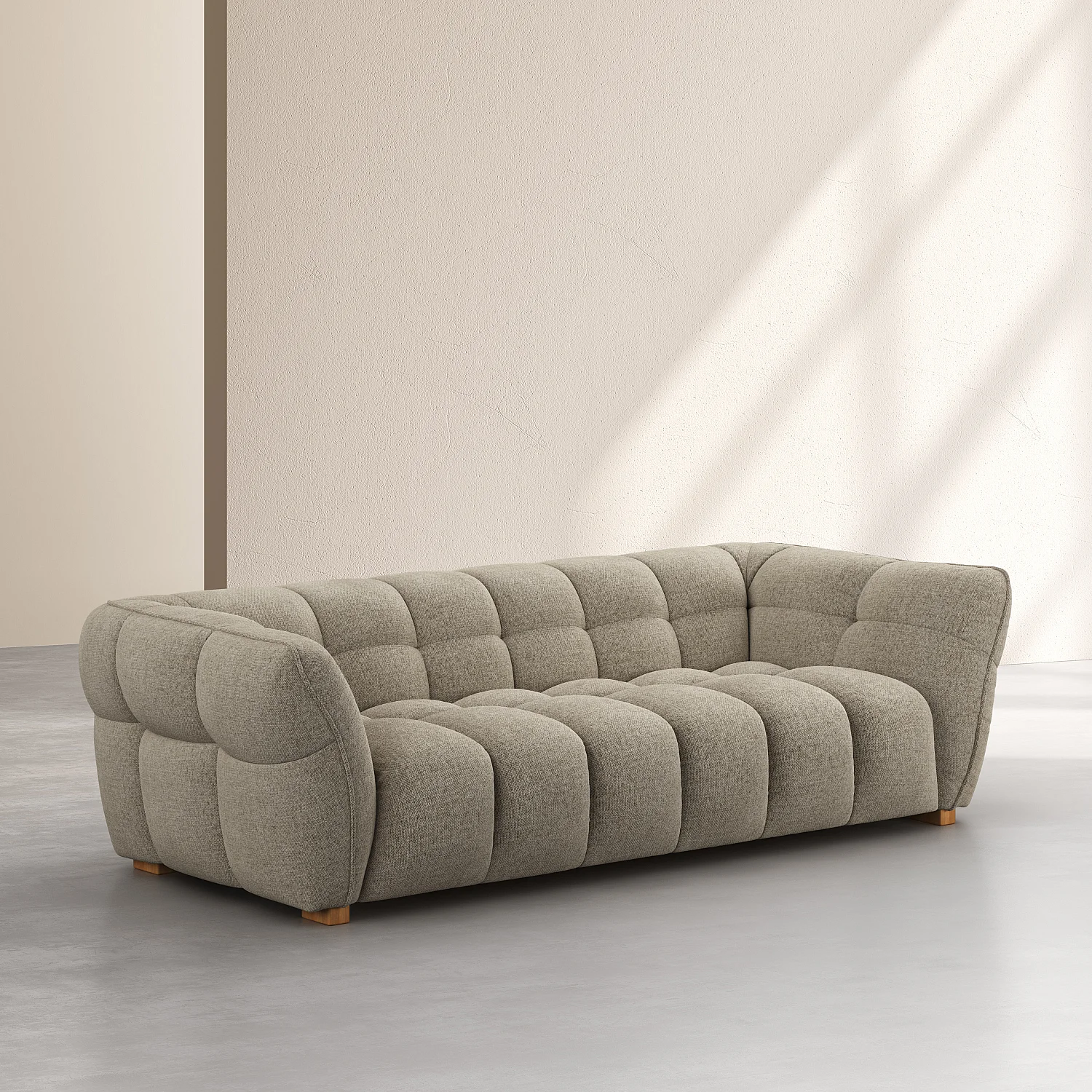 Canapé 3 places en tissu chenille Nino - Grège - 3