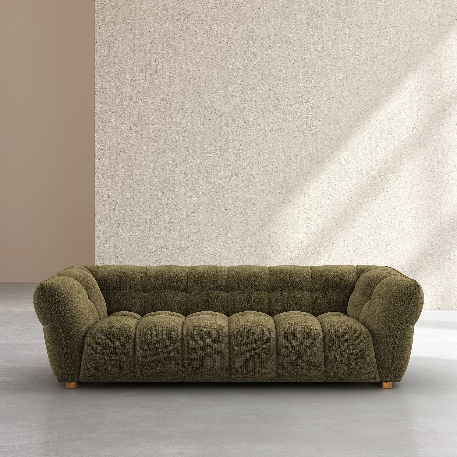 Canapé 3 places en tissu chenille Nino - Vert mousse - 1