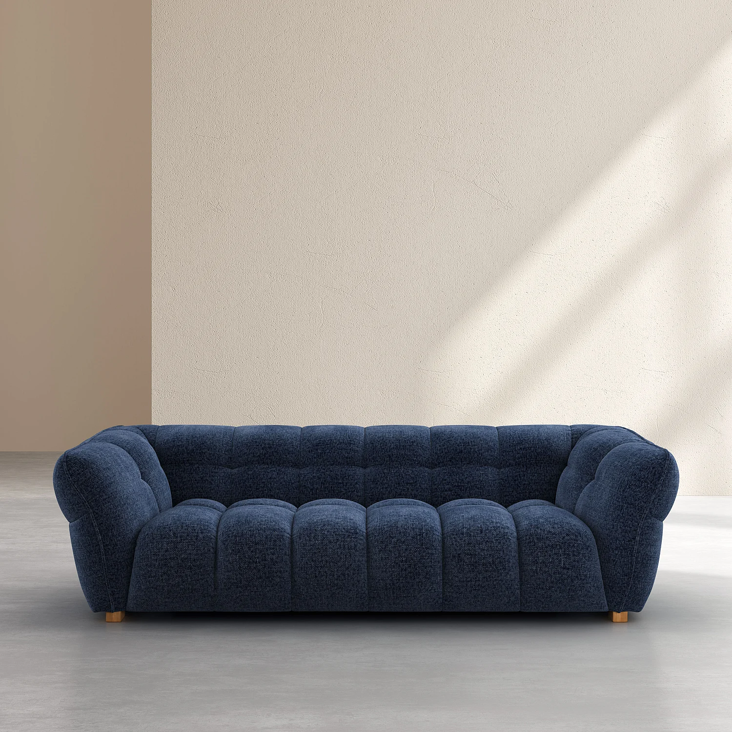 Canapé 3 places en tissu chenille Nino - Bleu marine - 1