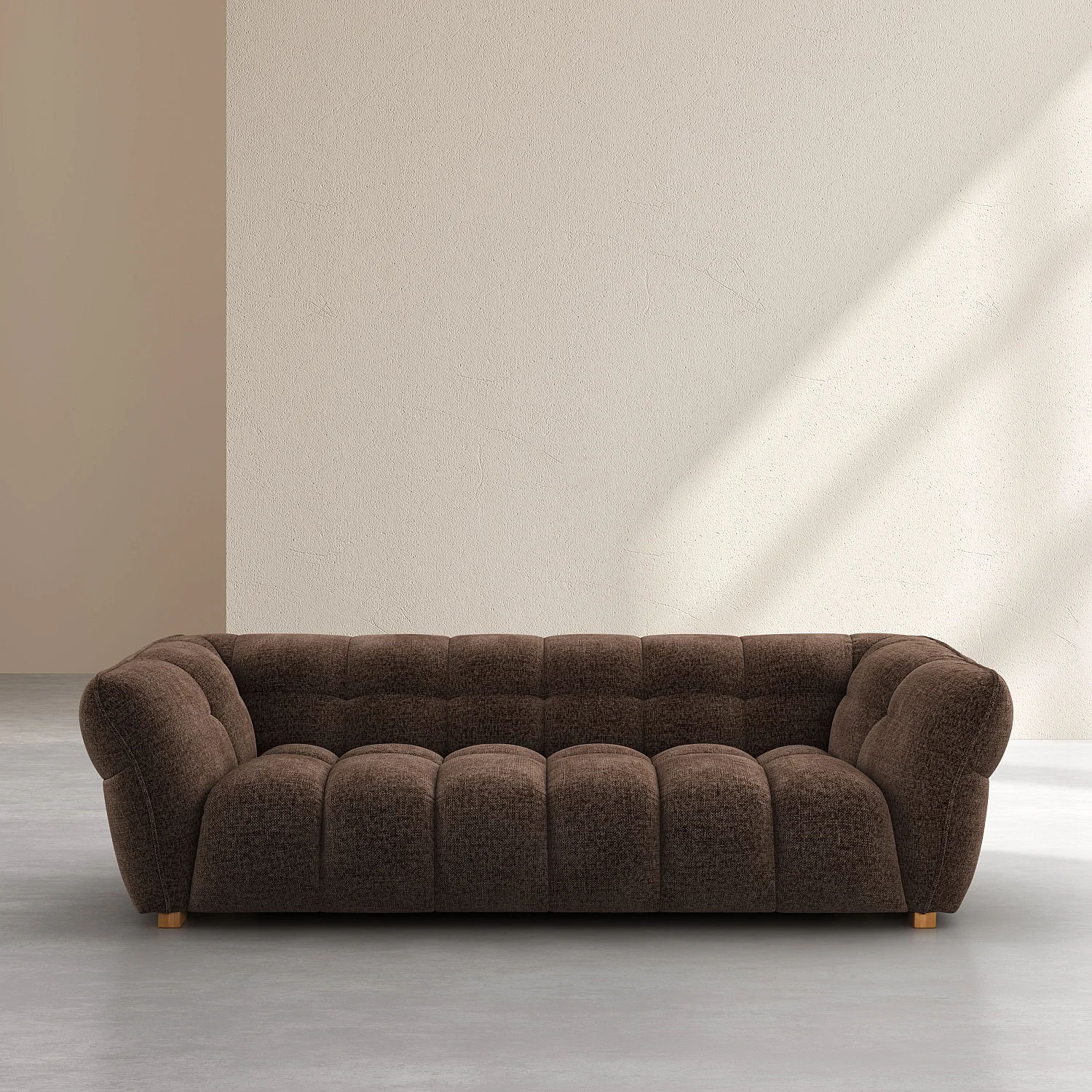Canapé 3 places en tissu chenille Nino - Chocolat - 1