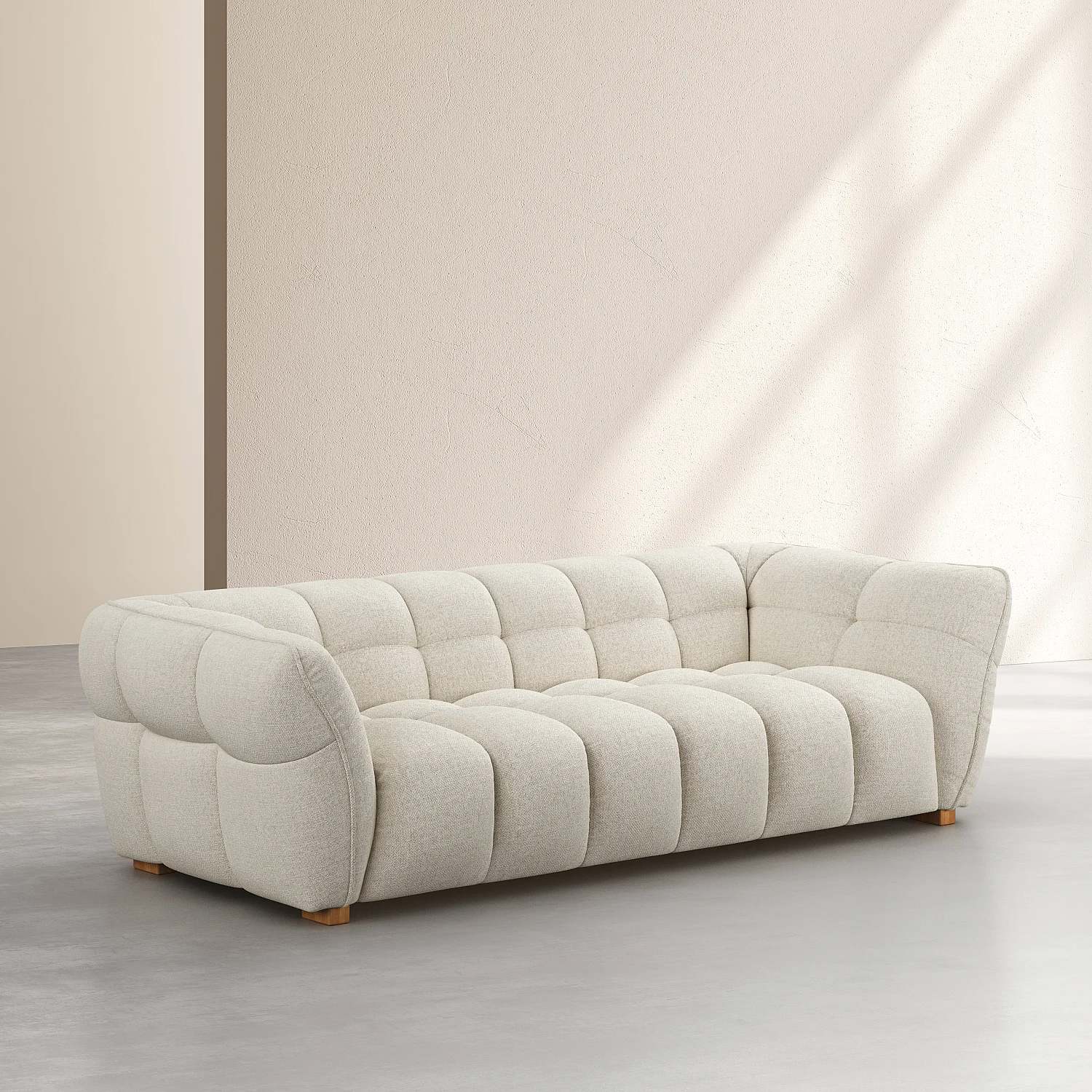 Canapé 4 places en tissu chenille Nino - Crème - 3