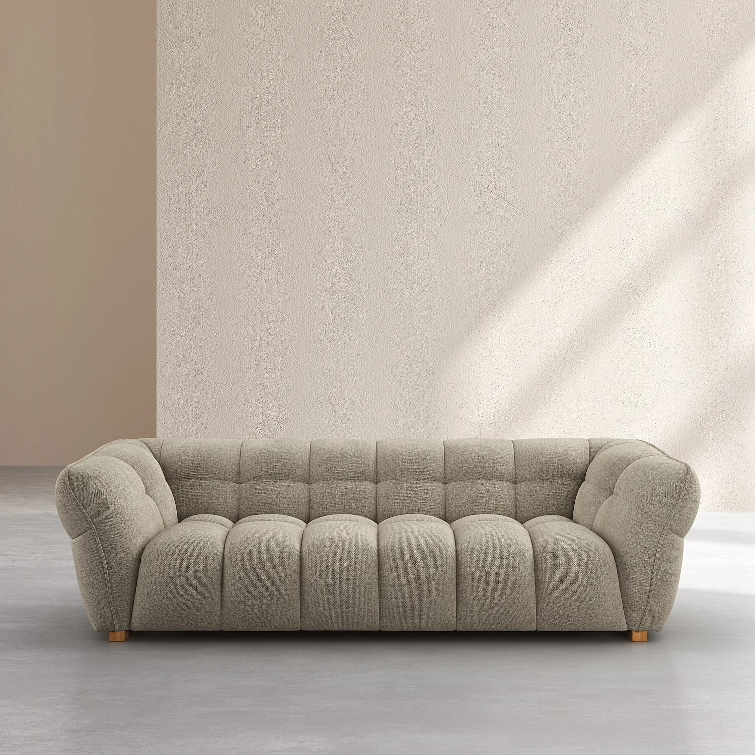 Canapé 4 places en tissu chenille Nino - Grège - 1