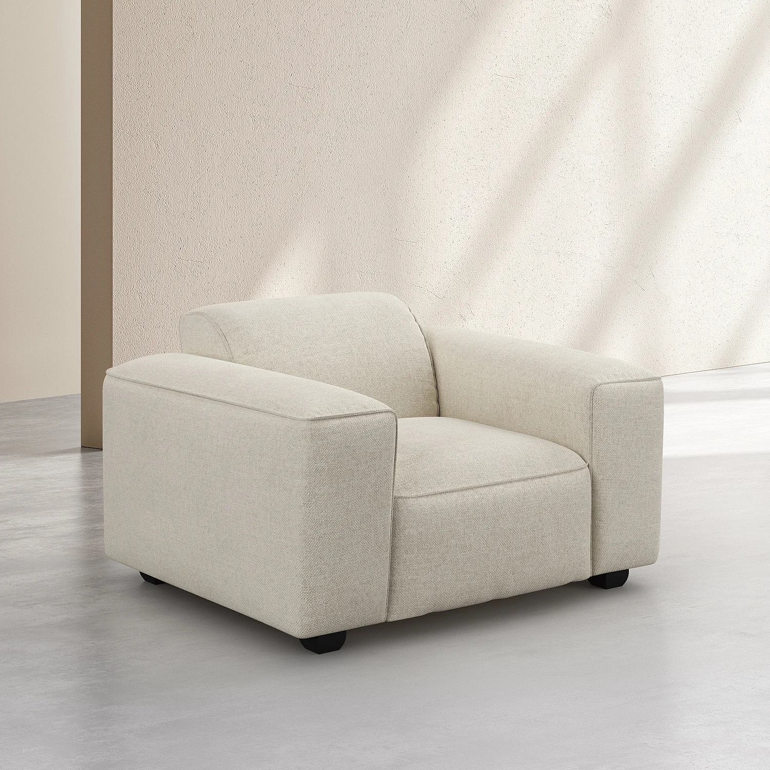 Sillón de tejido chenilla Nino - Crema - 3