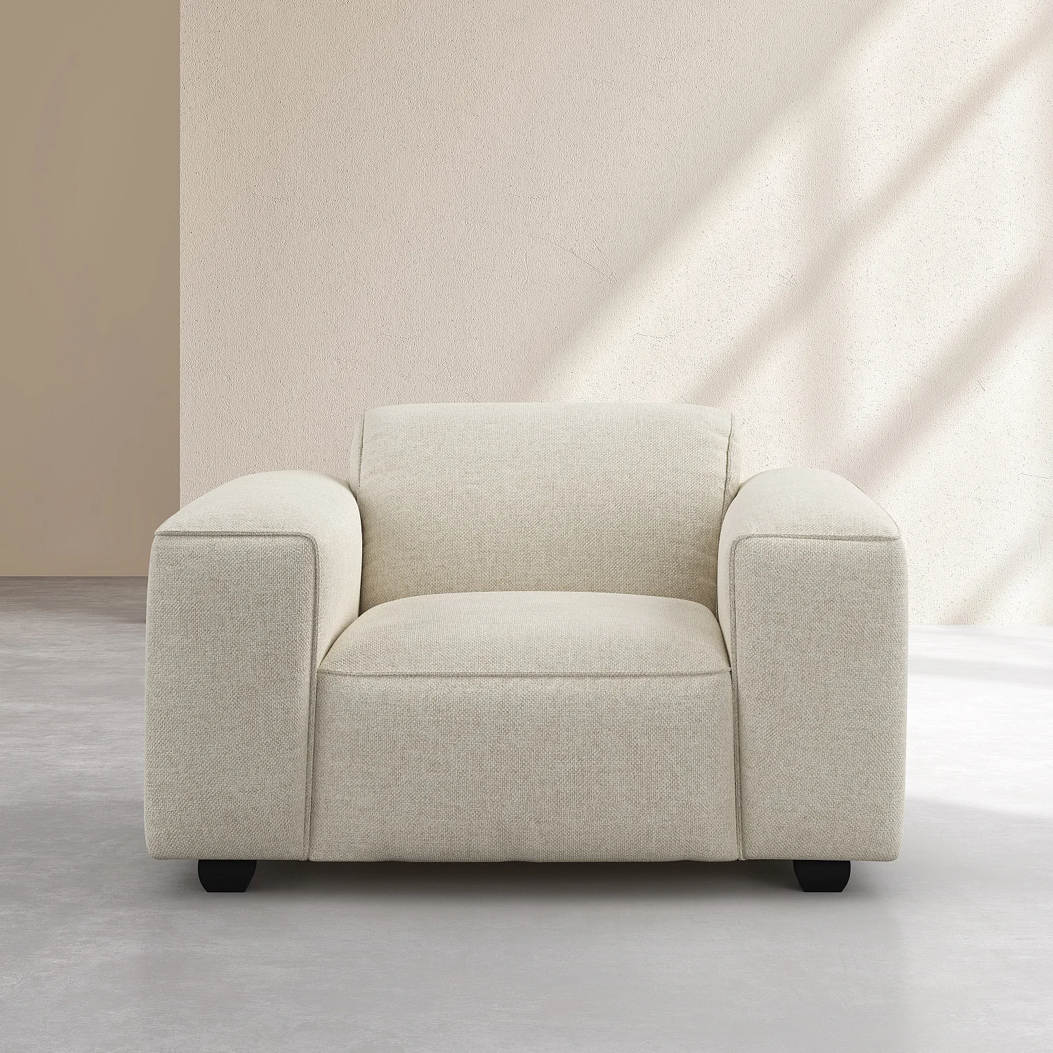 Sillón de tejido chenilla Nino - Crema - 1