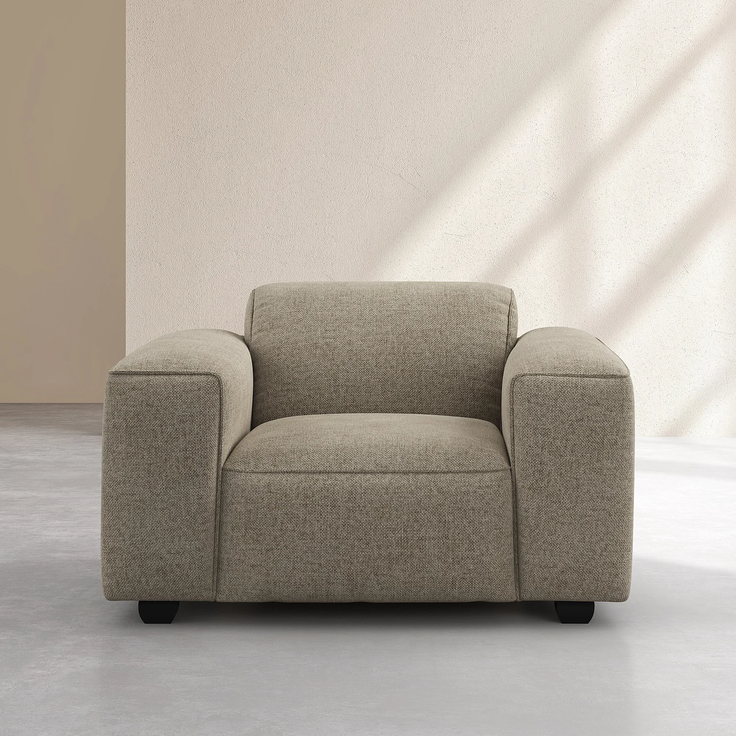 Fauteuil en tissu chenille Nino - Grège - 1