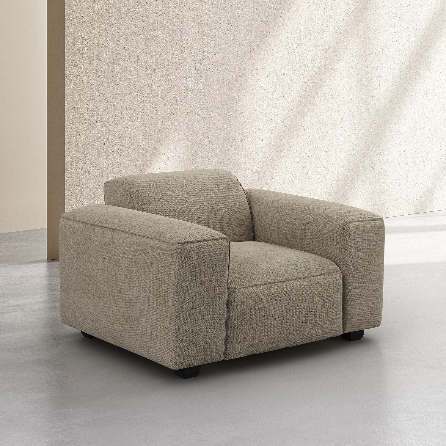 Fauteuil en tissu chenille Nino - Grège - 3