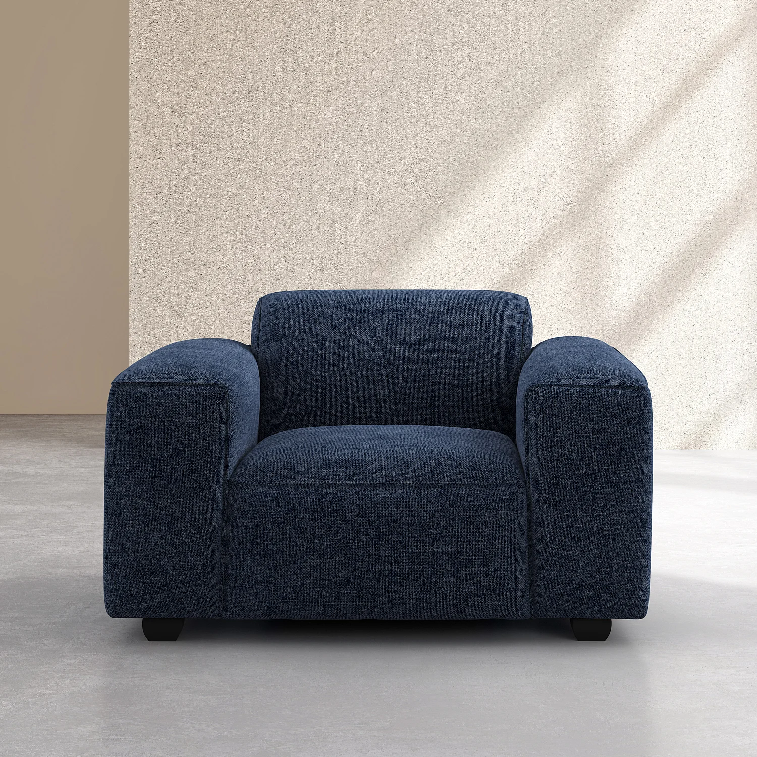 Sillón de tejido chenilla Nino - Azul marino - 1