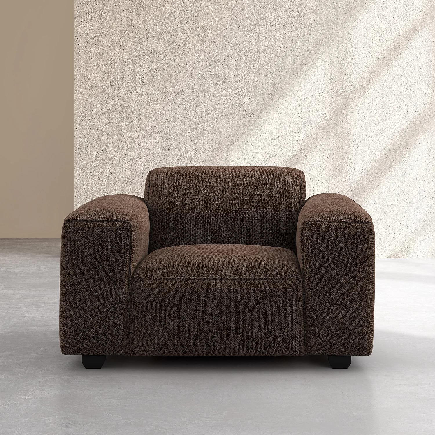 Sillón de tejido chenilla Nino - Chocolate - 1