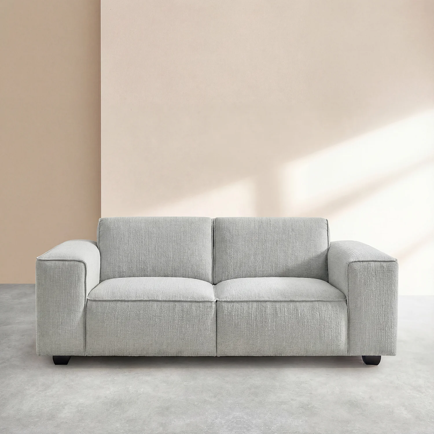 Canapé 2 places en tissu bouclette courte Mira - Gris perle - 1