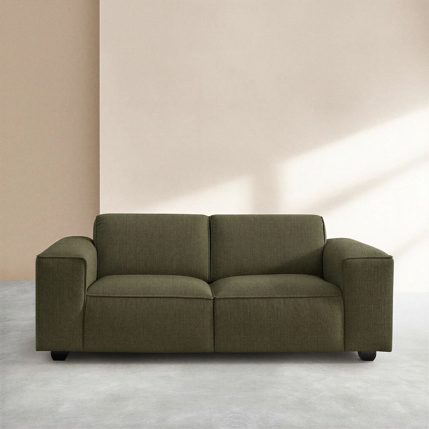 Canapé 2 places en tissu bouclette courte Mira - Vert sapin - 1