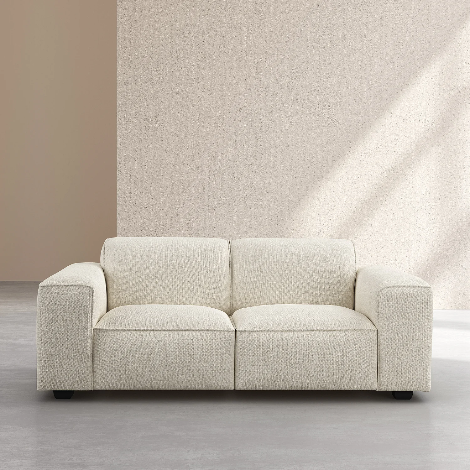 Canapé 2 places en tissu chenille Nino - Crème - 1