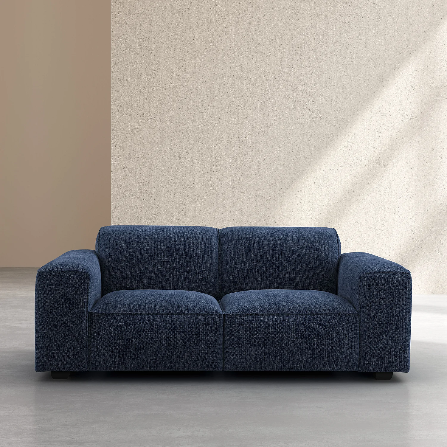 Canapé 2 places en tissu chenille Nino - Bleu marine - 1