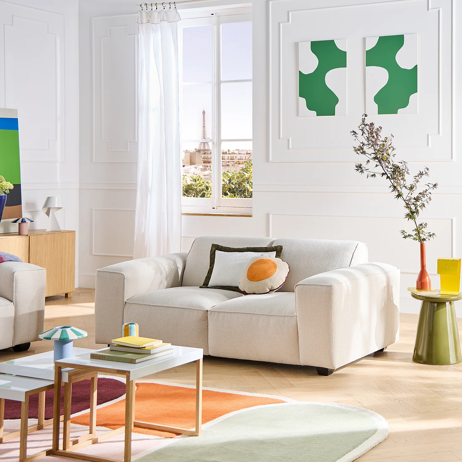 Canapé 2 places en tissu chenille Nino - Chocolat - 3