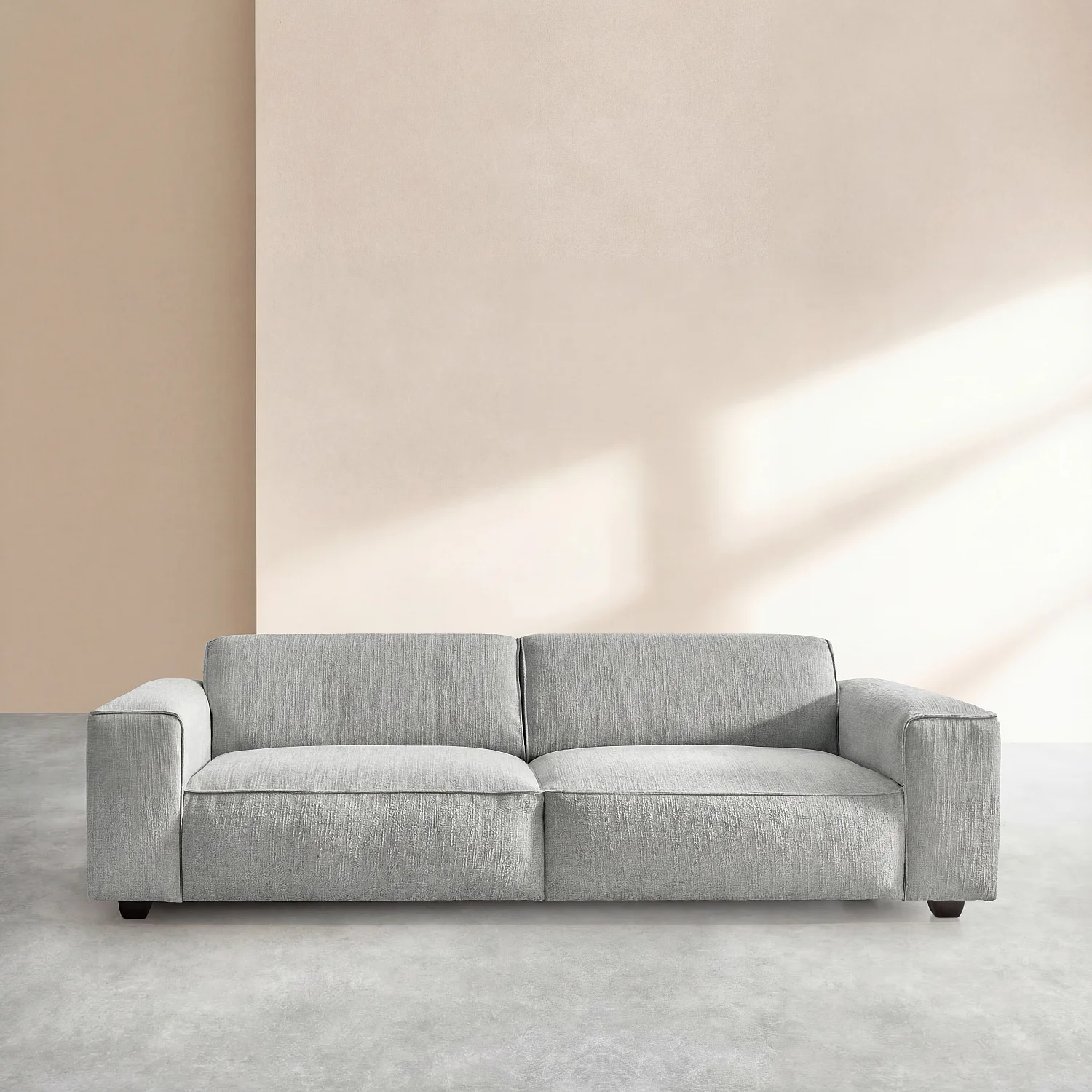 Canapé 4 places en tissu bouclette courte Mira - Gris perle - 1