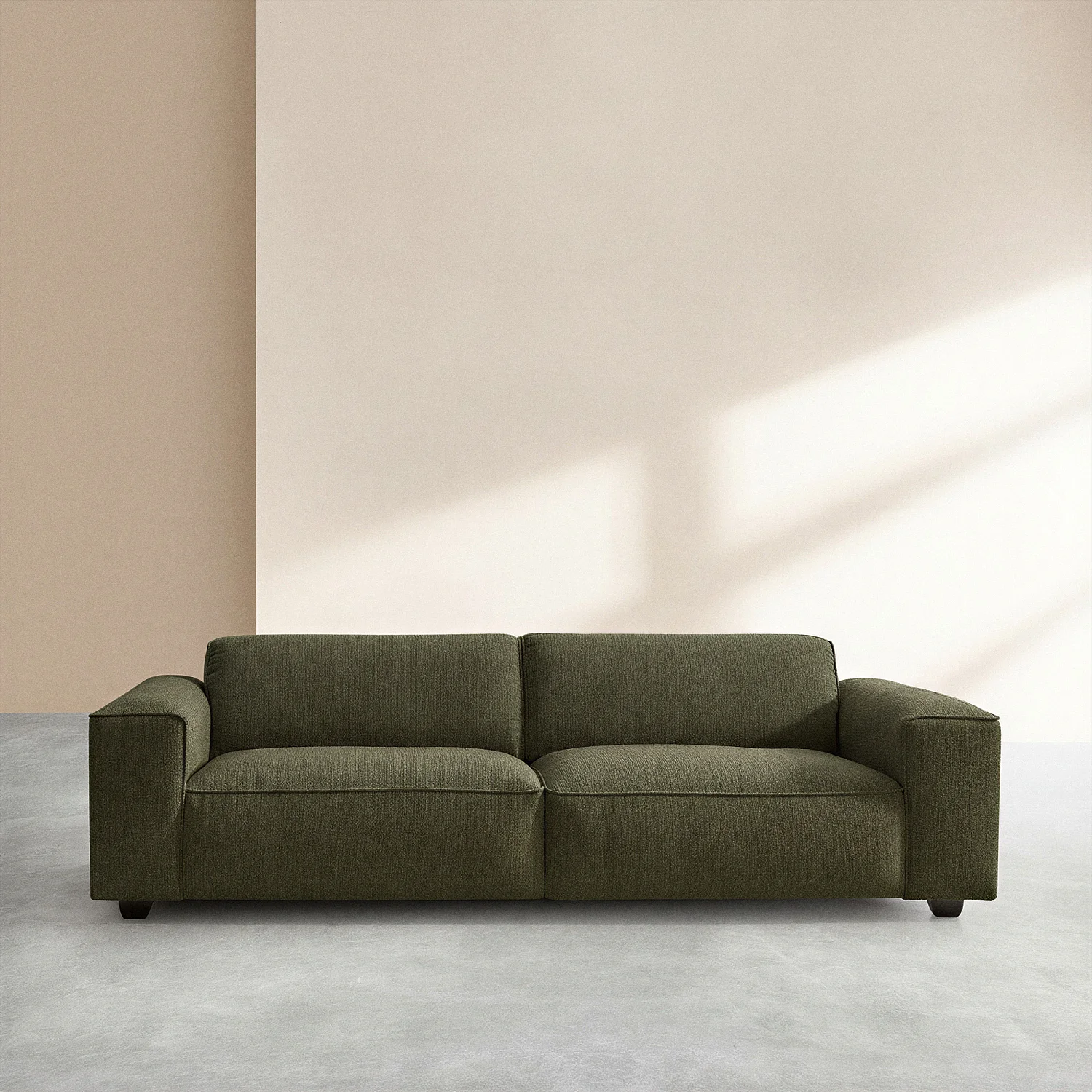 Sofa 4-Sitzer aus kurzem Bouclé-Stoff Mira - Tannengrün - 1