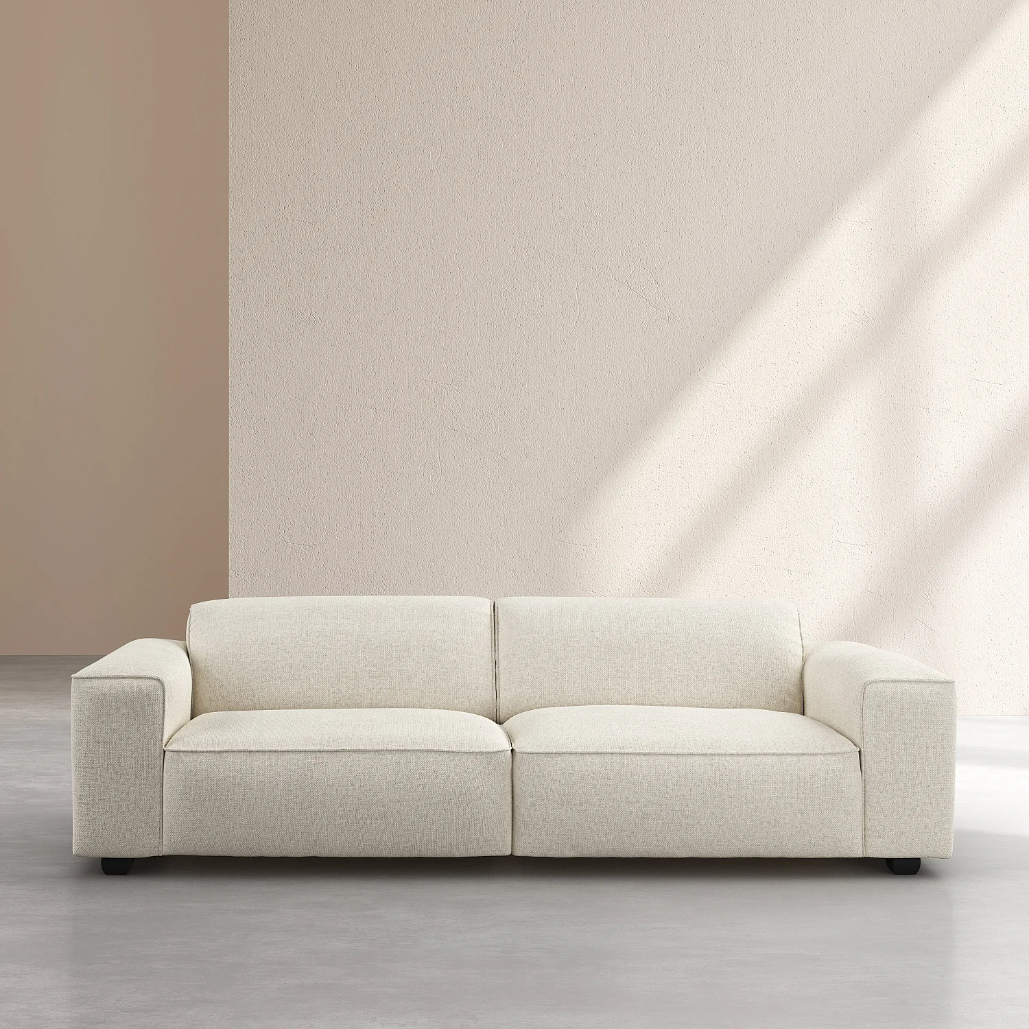 Canapé 4 places en tissu chenille Nino - Crème - 1